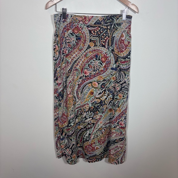 Vince Camuto Paisley Floral Midi Skirt Women's Medium Boho Western Lined Flowy - Picture 2 of 10